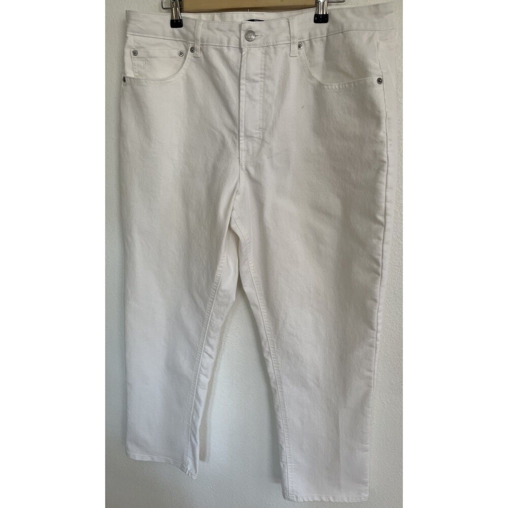 Frye High Rise Womens Straight Leg Denim Jeans Sz 14/32 White Ivory Casual Chic